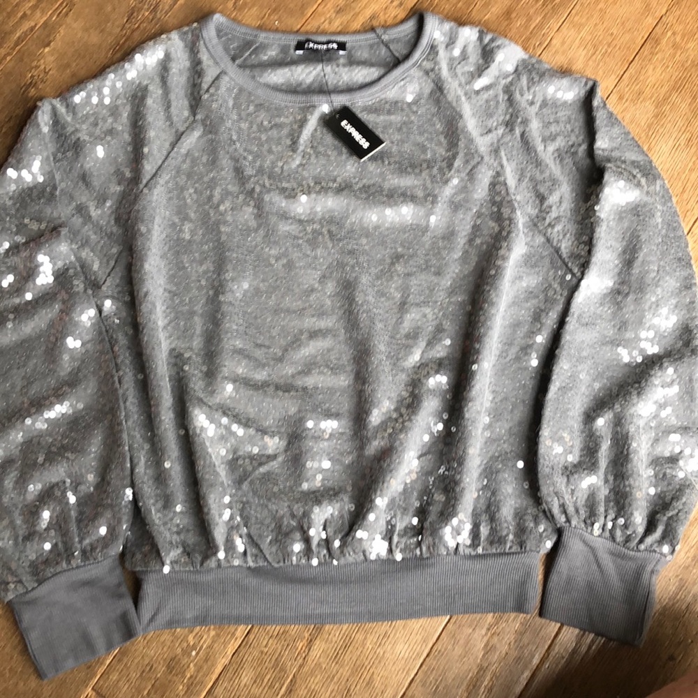 Grey sequin sweatshirt